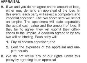 appraisal-clause-total-loss-insurance-claim
