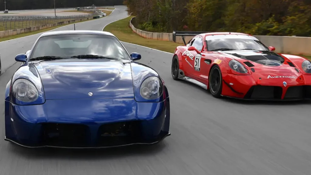 Panoz sports cars racing on a track - unknown car brands